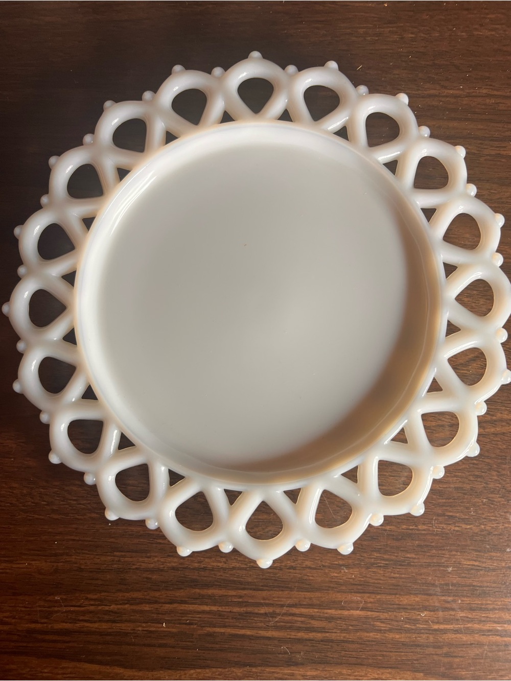 Fenton Milk Glass White Decorative Lace-Edge Serving Plate - Home Dining